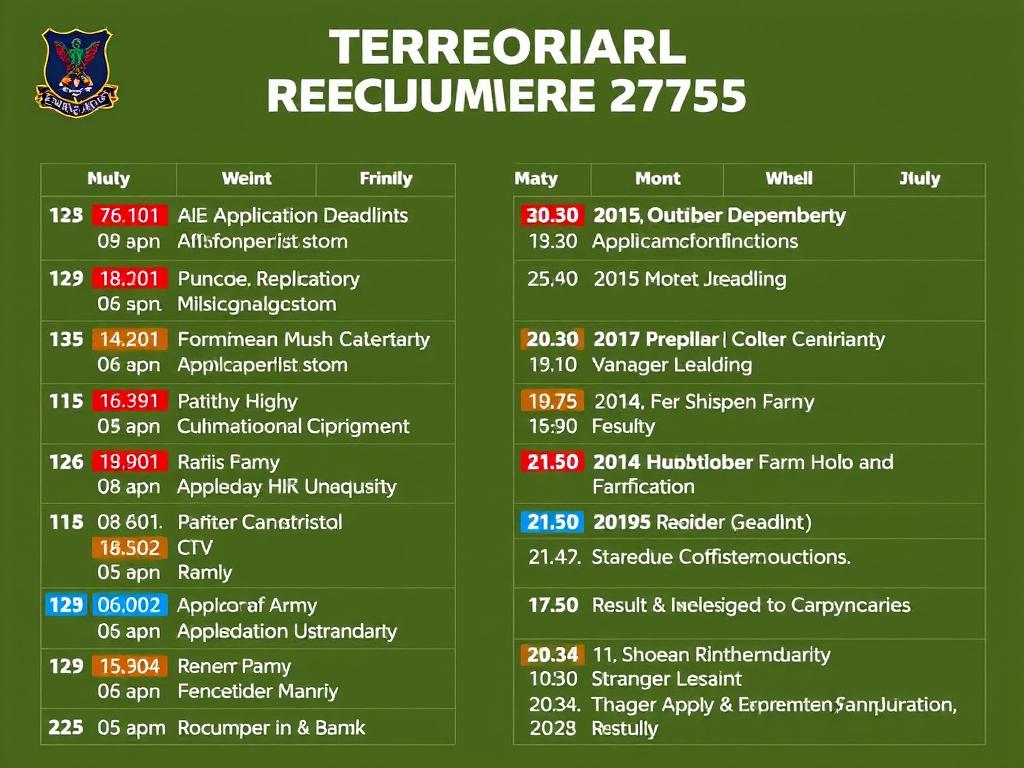 भारतीय प्रादेशिक सेना भर्ती 2025 महत्वपूर्ण तिथियाँ